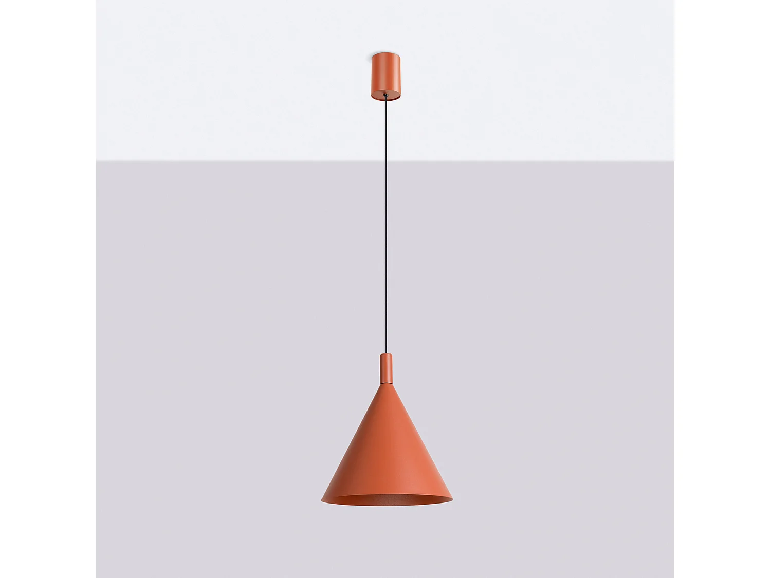 Lampes suspendues NOX moderne en acier - 1 sources lumineuses - L.24,5 x H.140 cm - ocre rouge