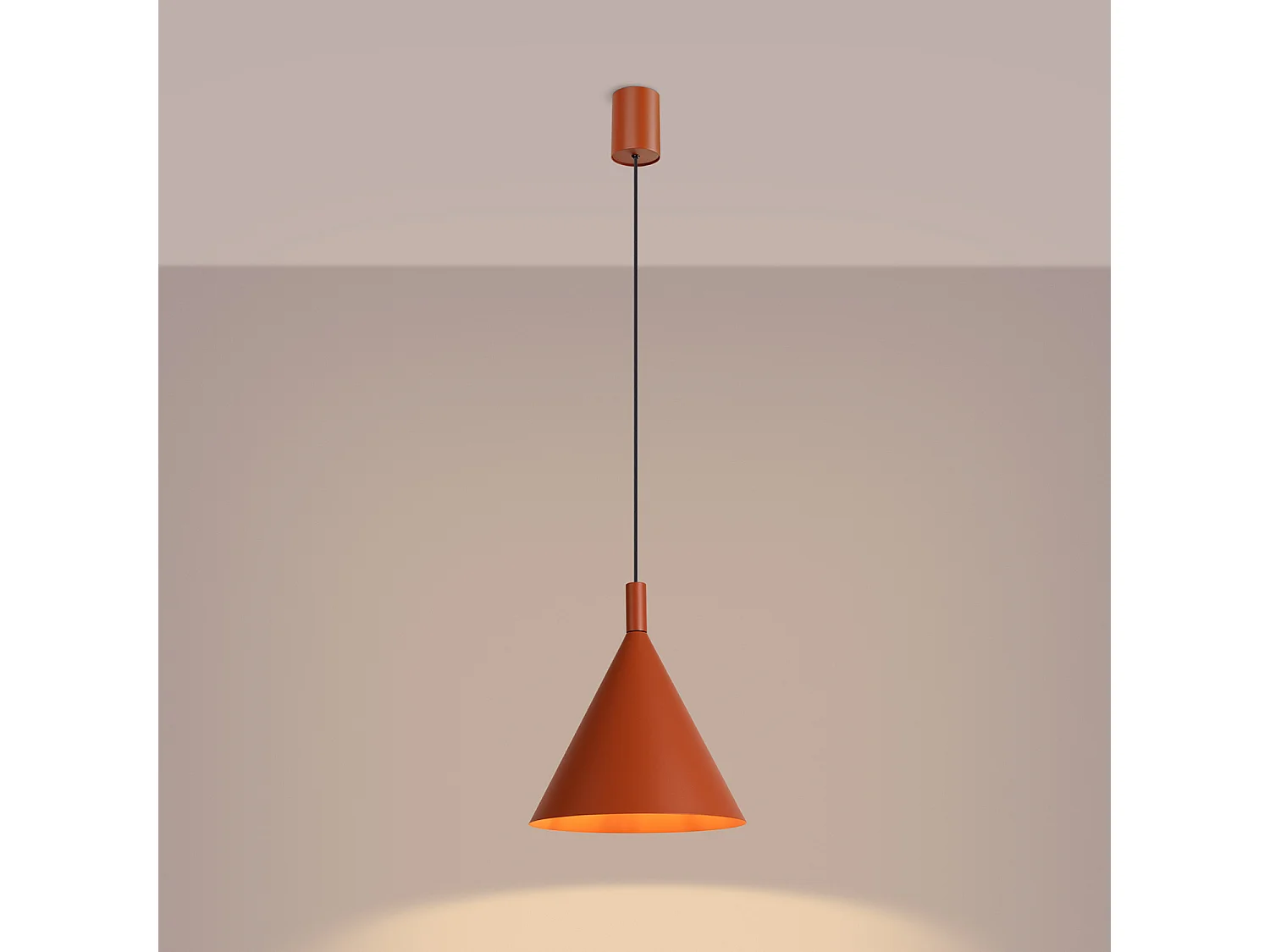 Lampes suspendues NOX moderne en acier - 1 sources lumineuses - L.24,5 x H.140 cm - ocre rouge