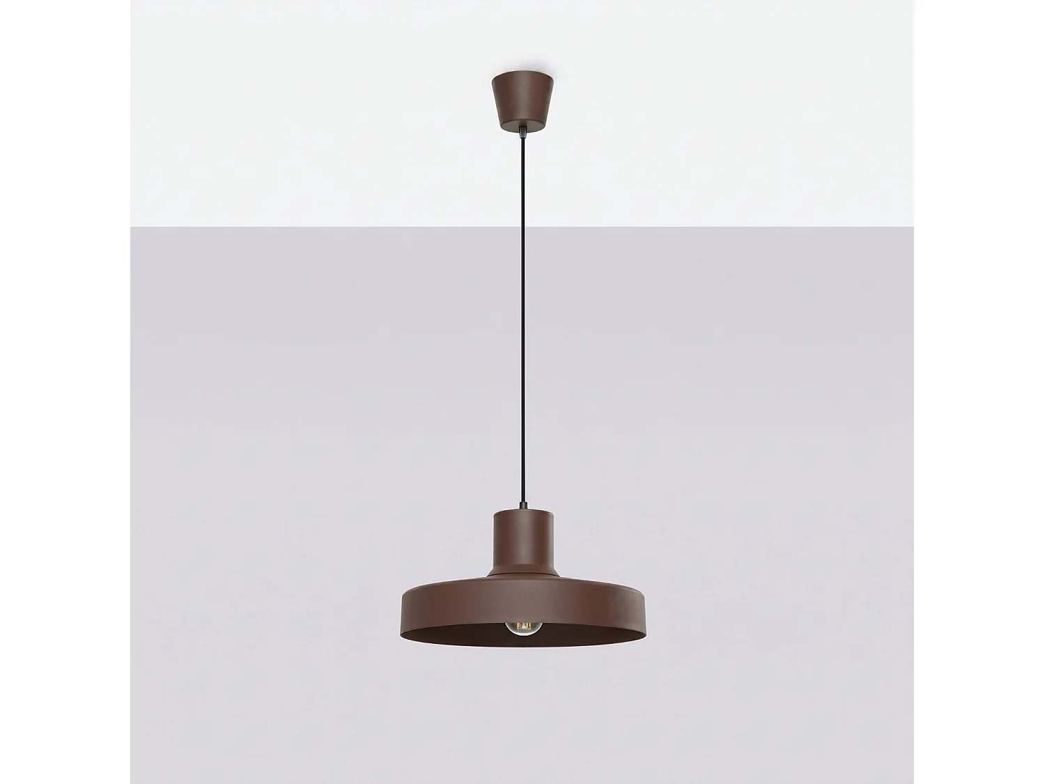 Lampe suspendue moderne en acier - 1 sources lumineuses - L.35 x H.120 cm - marron