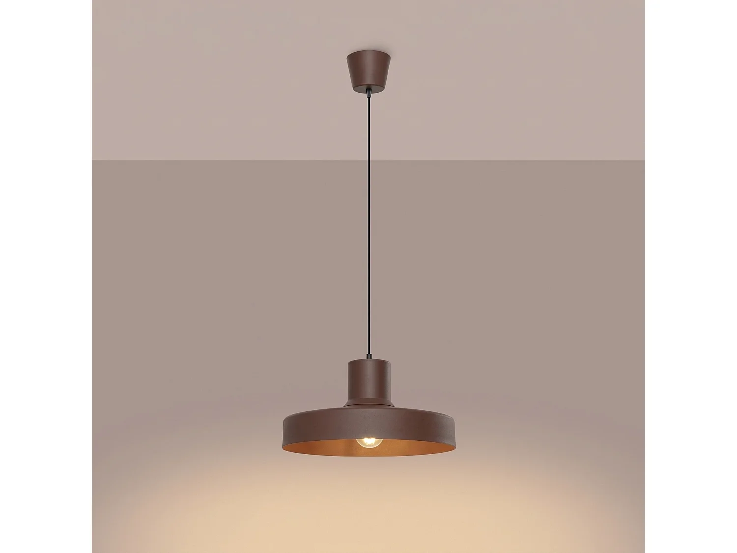 Lampe suspendue moderne en acier - 1 sources lumineuses - L.35 x H.120 cm - marron