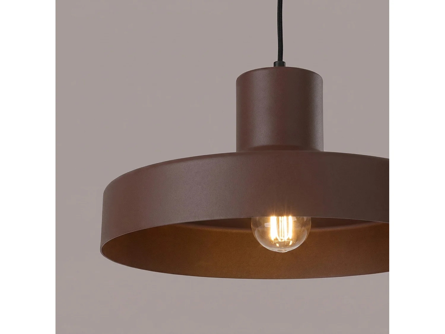 Lampe suspendue moderne en acier - 1 sources lumineuses - L.35 x H.120 cm - marron