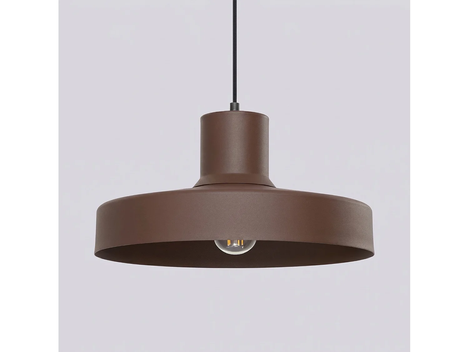 Lampe suspendue moderne en acier - 1 sources lumineuses - L.35 x H.120 cm - marron