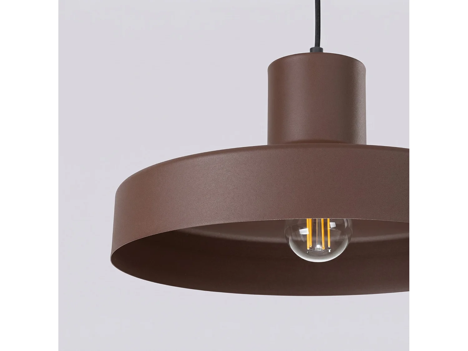 Lampe suspendue moderne en acier - 1 sources lumineuses - L.35 x H.120 cm - marron