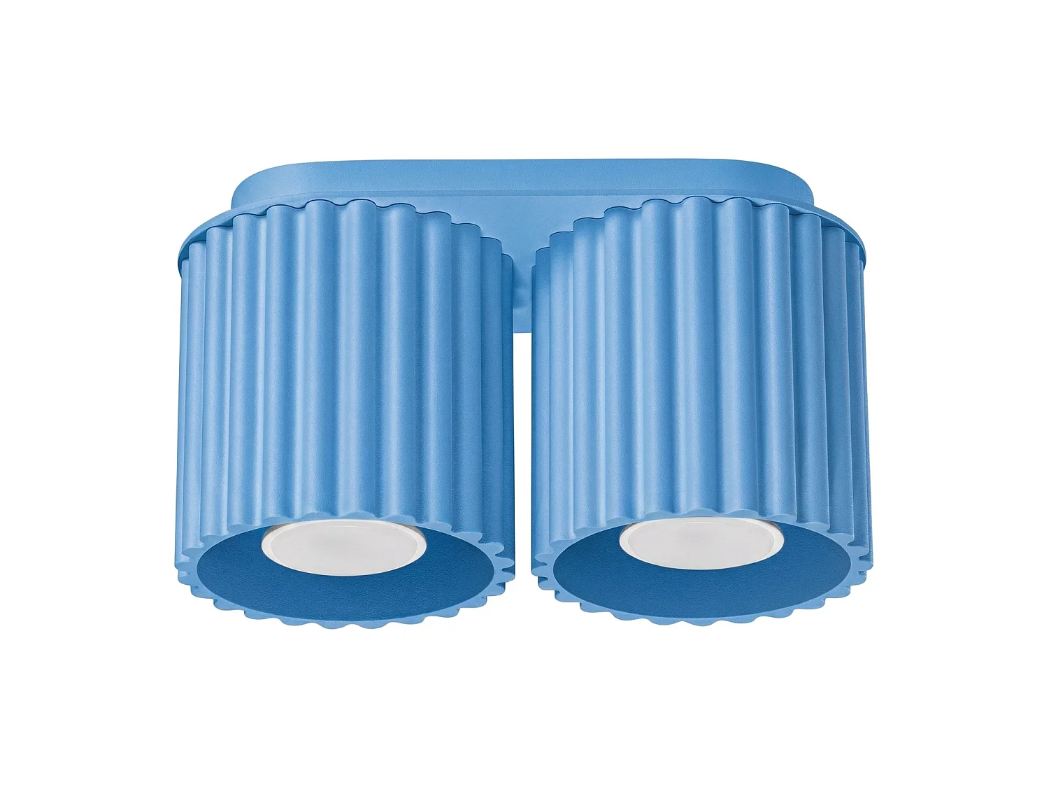 Plafonnier minimaliste en aluminium - 2 sources lumineuses - L.21 x H.12 cm - bleu clair