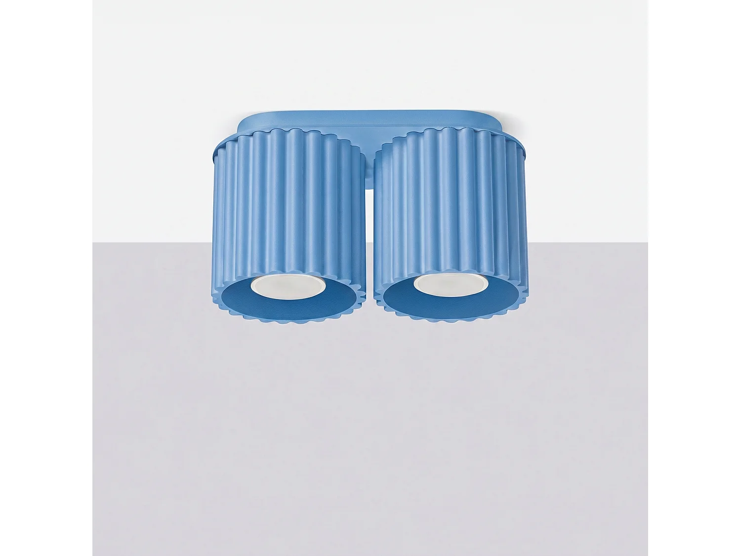 Plafonnier minimaliste en aluminium - 2 sources lumineuses - L.21 x H.12 cm - bleu clair