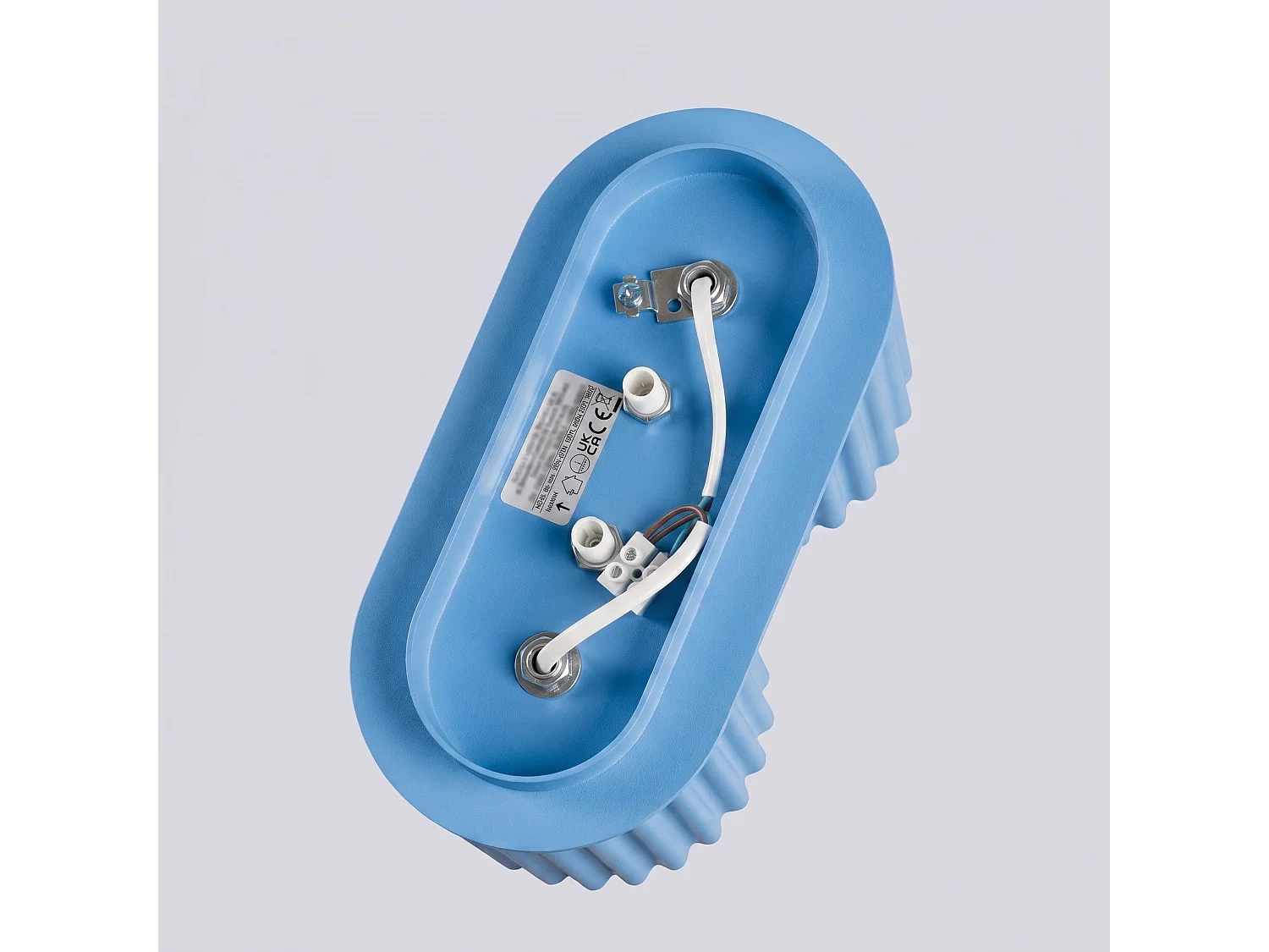 Plafonnier minimaliste en aluminium - 2 sources lumineuses - L.21 x H.12 cm - bleu clair