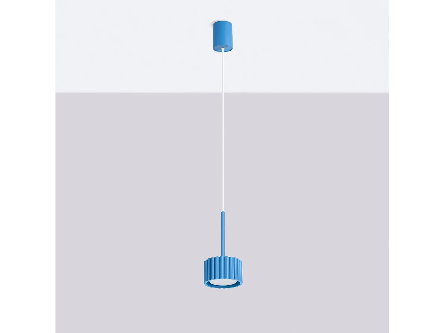 Lampe suspendue minimaliste en aluminium - 1 sources lumineuses - L.10 x H.125 cm - bleu clair