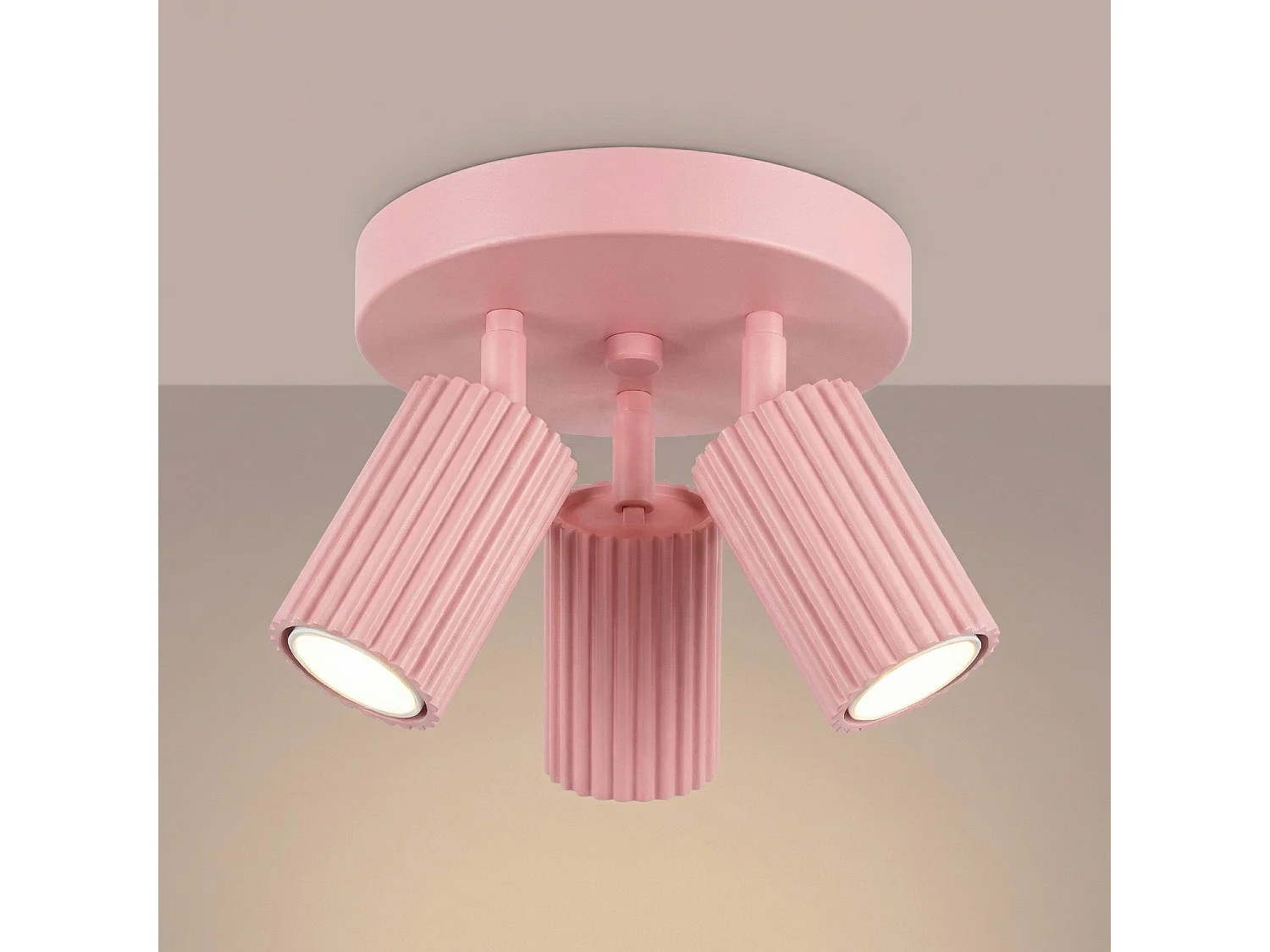 Plafonnier minimaliste en aluminium - 3 sources lumineuses - L.19,5 x H.18 cm - rose