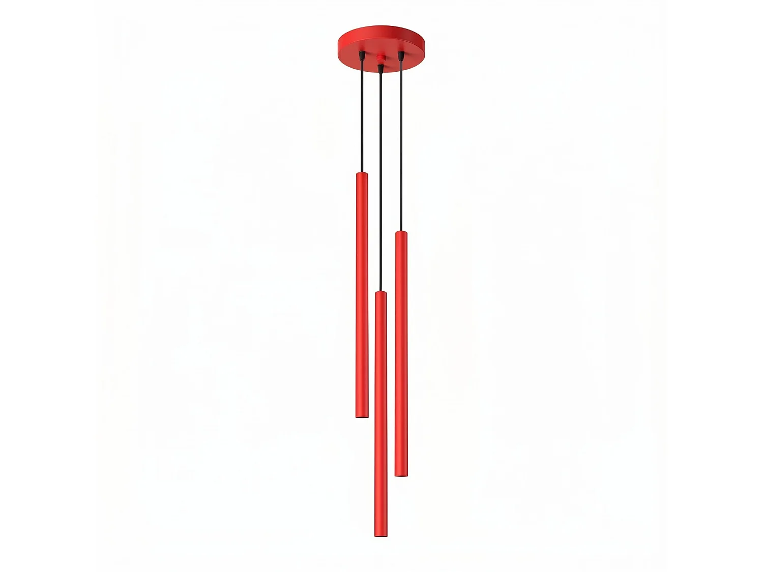 Lampe suspendue moderne en acier - 3 sources lumineuses - L.19,5 x H.115 cm - rouge