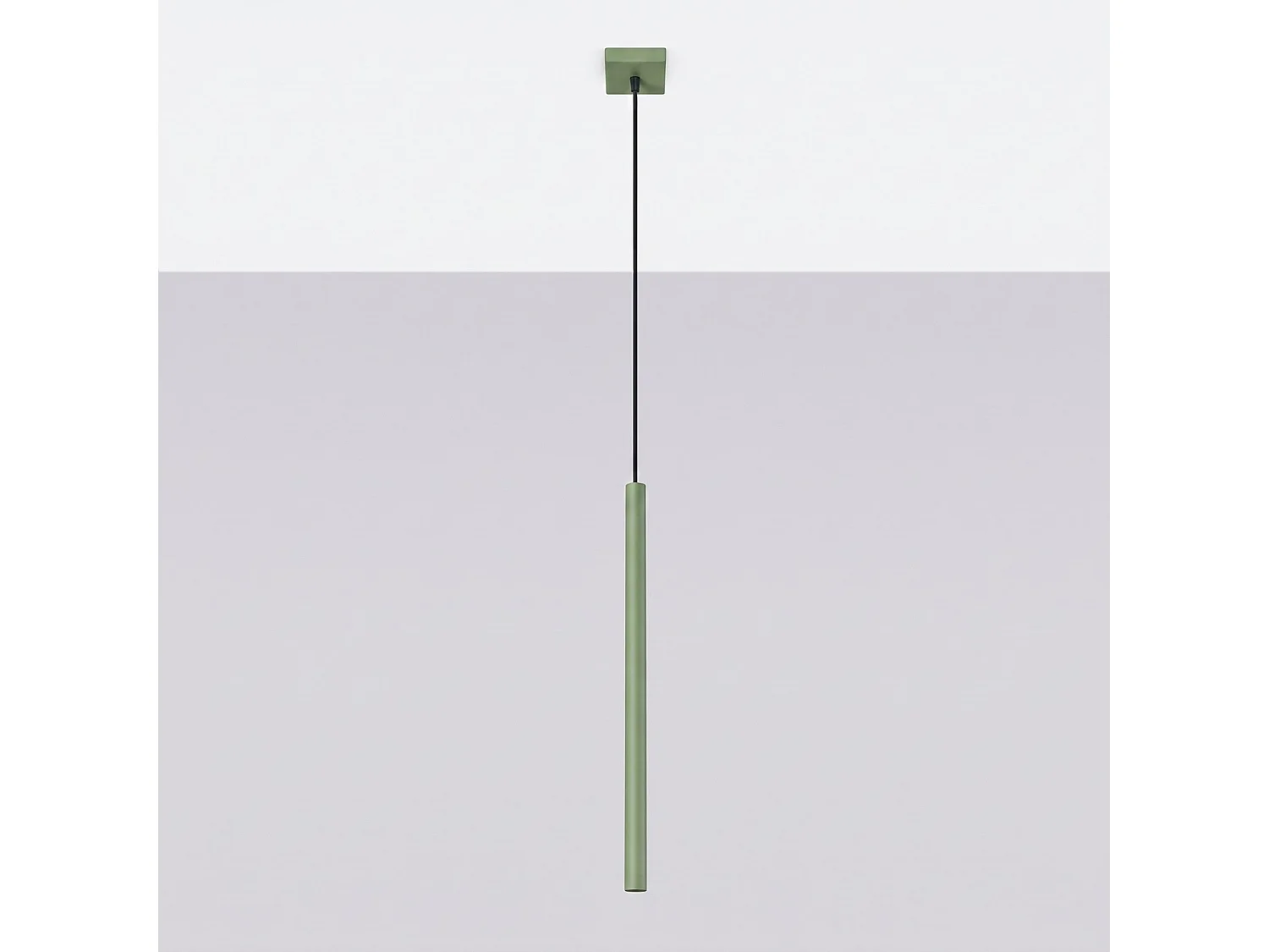 Lampe suspendue moderne en acier - 1 sources lumineuses - L.8 x H.120 cm - sauge