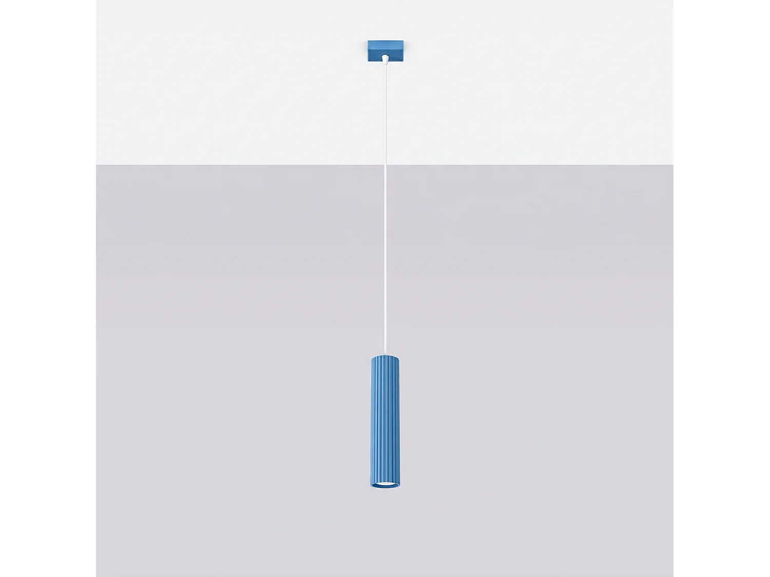 Lampe suspendue minimaliste en aluminium - 1 sources lumineuses - L.8 x H.118 cm - bleu clair