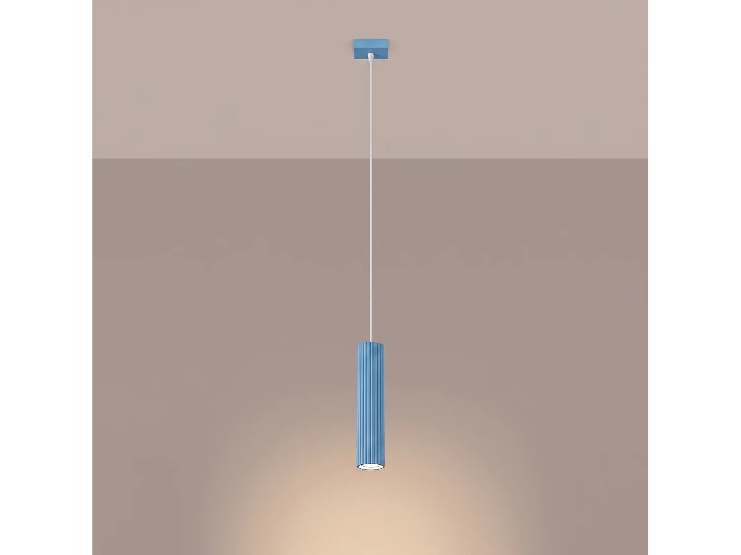 Lampe suspendue minimaliste en aluminium - 1 sources lumineuses - L.8 x H.118 cm - bleu clair