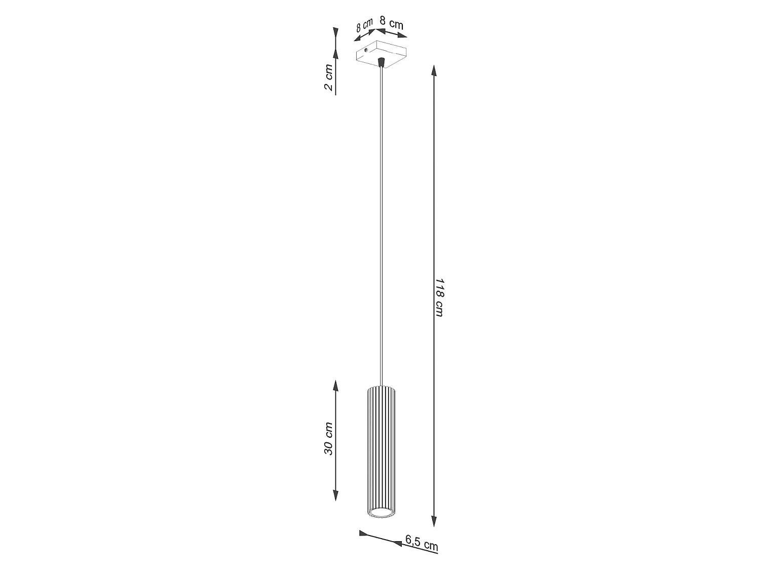 Lampe suspendue minimaliste en aluminium - 1 sources lumineuses - L.8 x H.118 cm - bleu clair