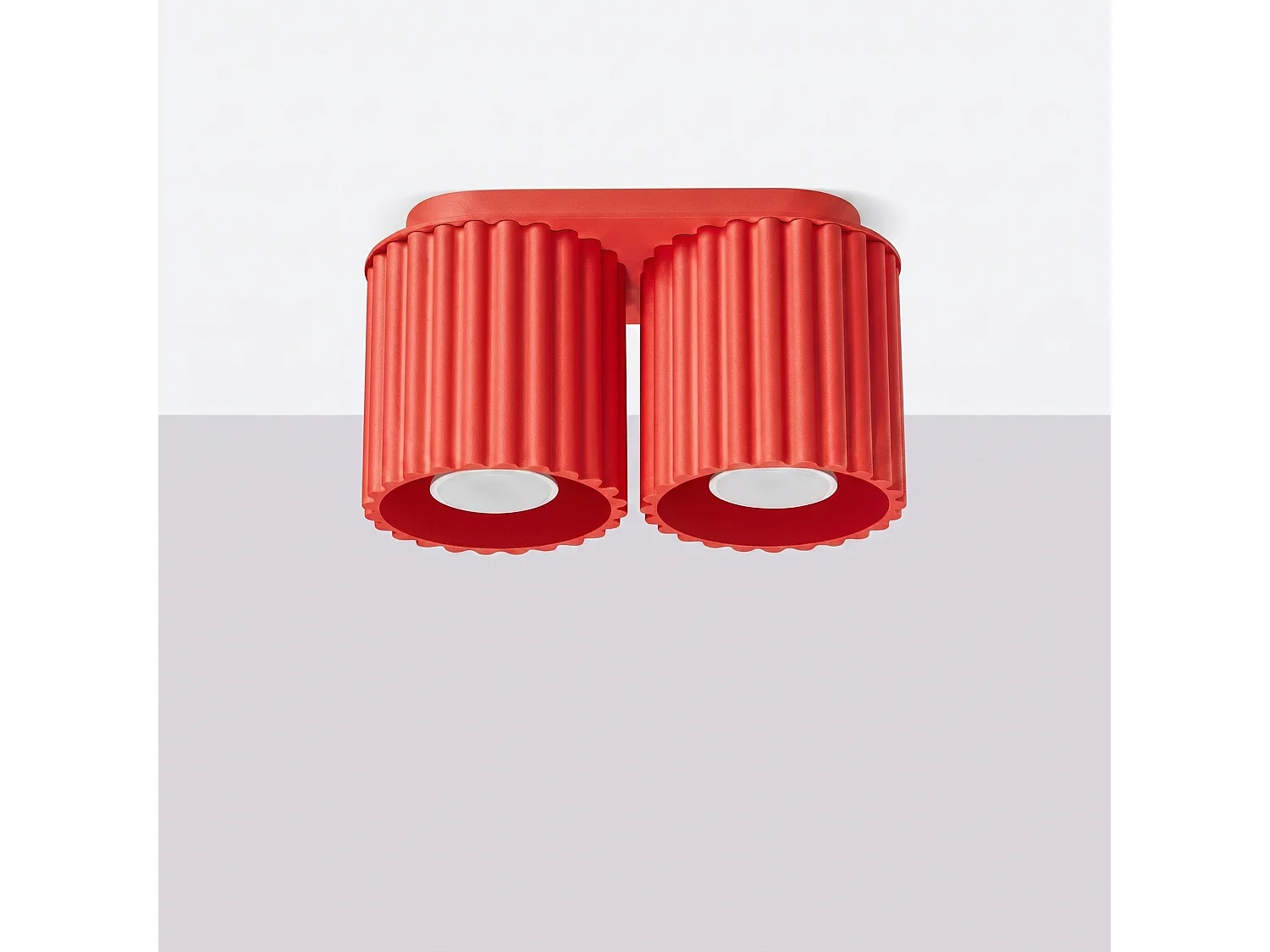 Plafonnier minimaliste en aluminium - 2 sources lumineuses - L.21 x H.12 cm - rouge