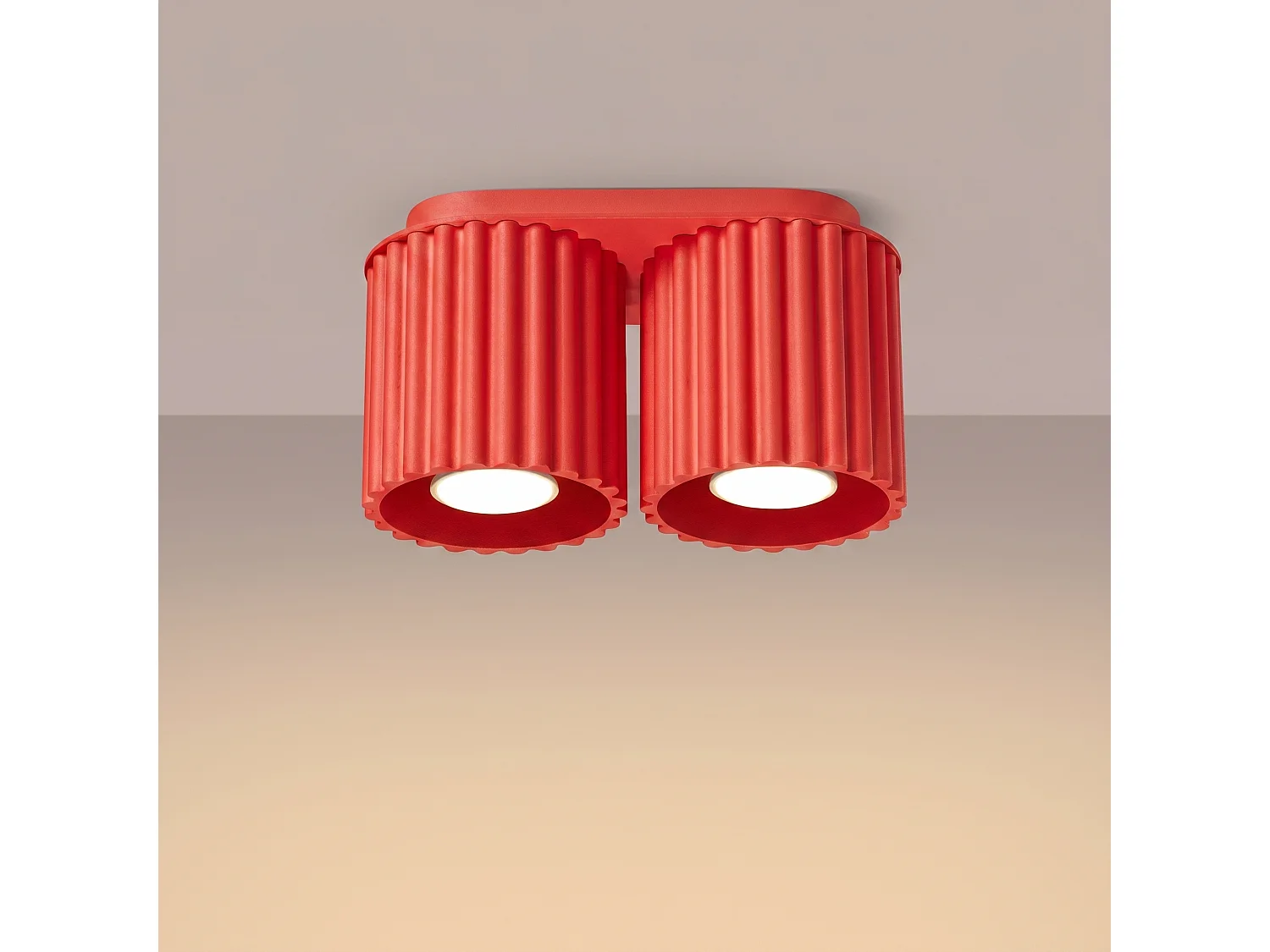 Plafonnier minimaliste en aluminium - 2 sources lumineuses - L.21 x H.12 cm - rouge