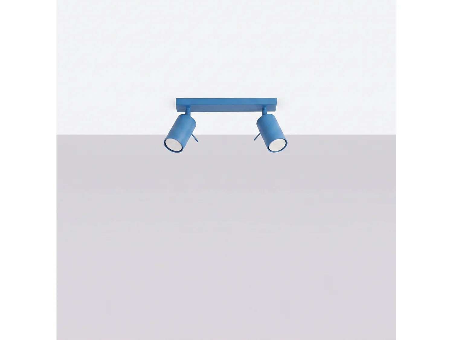 Plafonnier moderne en acier - 2 sources lumineuses - L.30 x H.16 cm - bleu clair