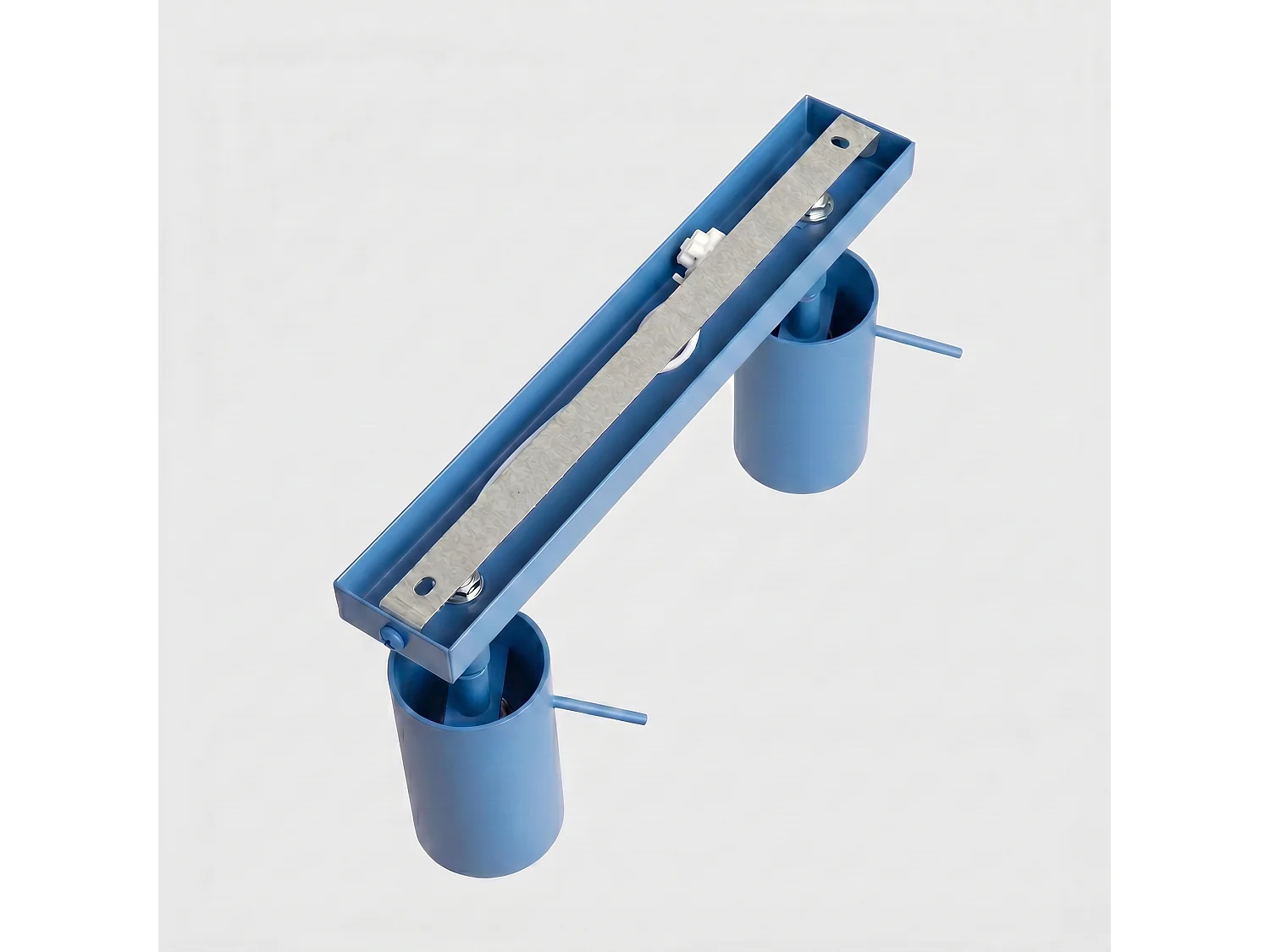 Plafonnier moderne en acier - 2 sources lumineuses - L.30 x H.16 cm - bleu clair