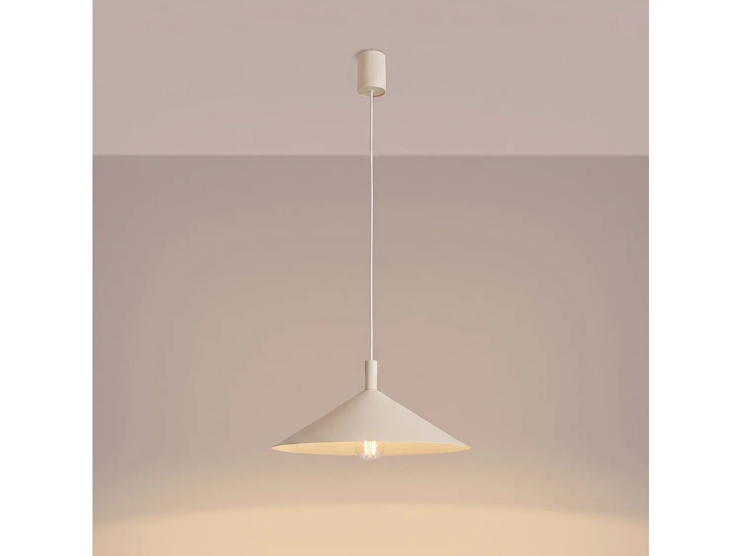 Lampes suspendues NOX moderne en acier - 1 sources lumineuses - L.40 x H.135 cm - beige