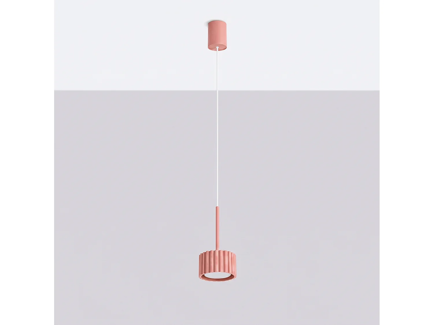 Lampe suspendue minimaliste en aluminium - 1 sources lumineuses - L.10 x H.125 cm - pêche