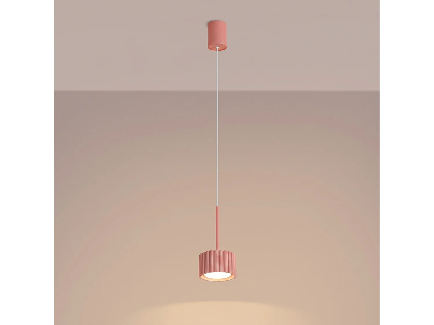 Lampe suspendue minimaliste en aluminium - 1 sources lumineuses - L.10 x H.125 cm - pêche