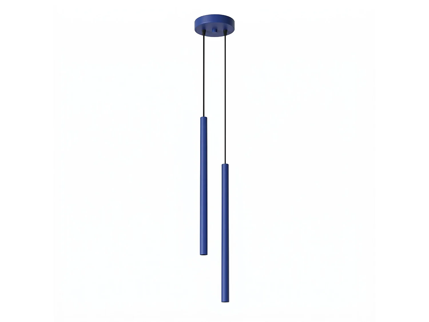 Lampe suspendue moderne en acier - 2 sources lumineuses - L.15 x H.118 cm - outremer