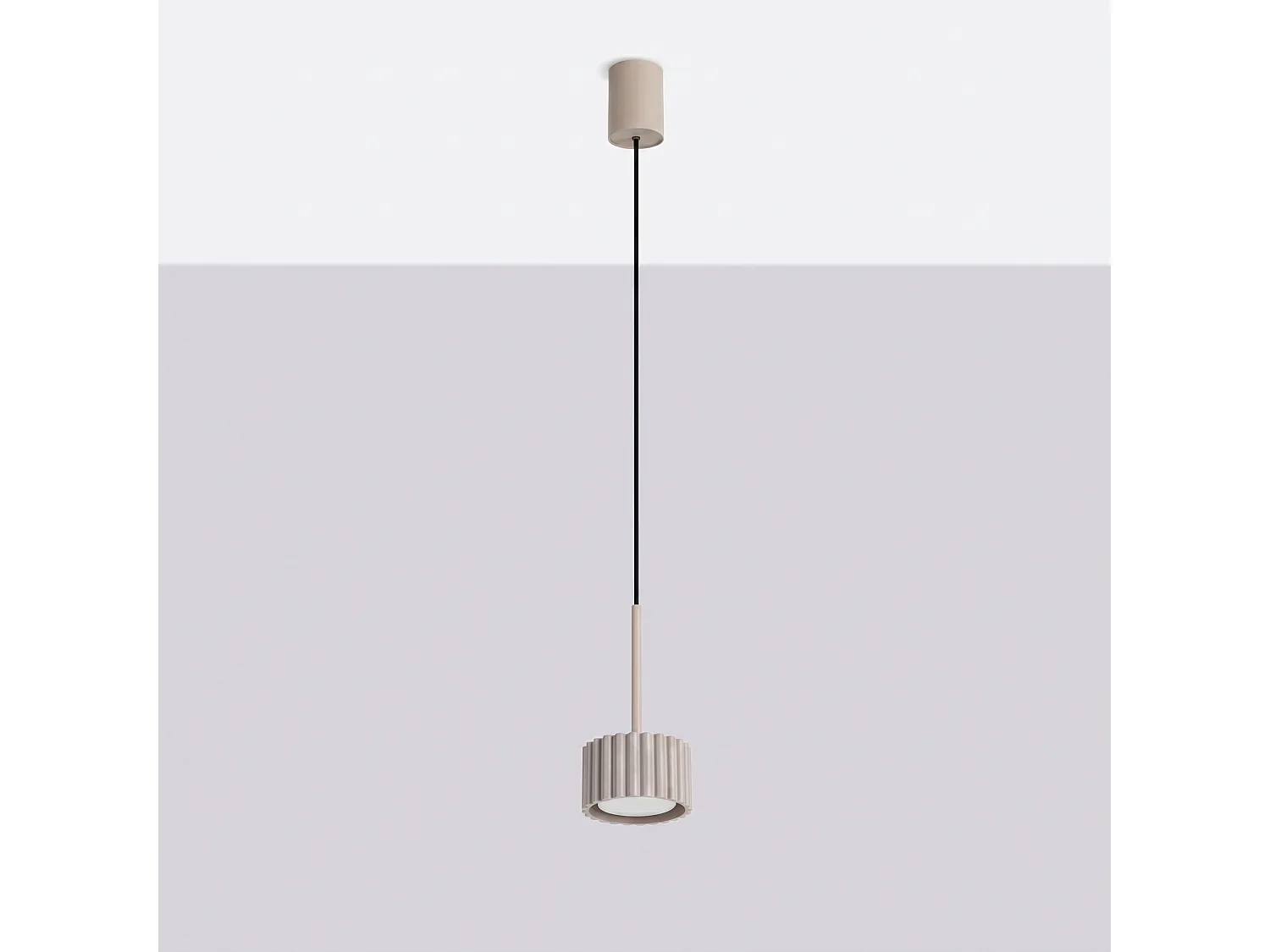 Lampe suspendue minimaliste en aluminium - 1 sources lumineuses - L.10 x H.125 cm - taupe
