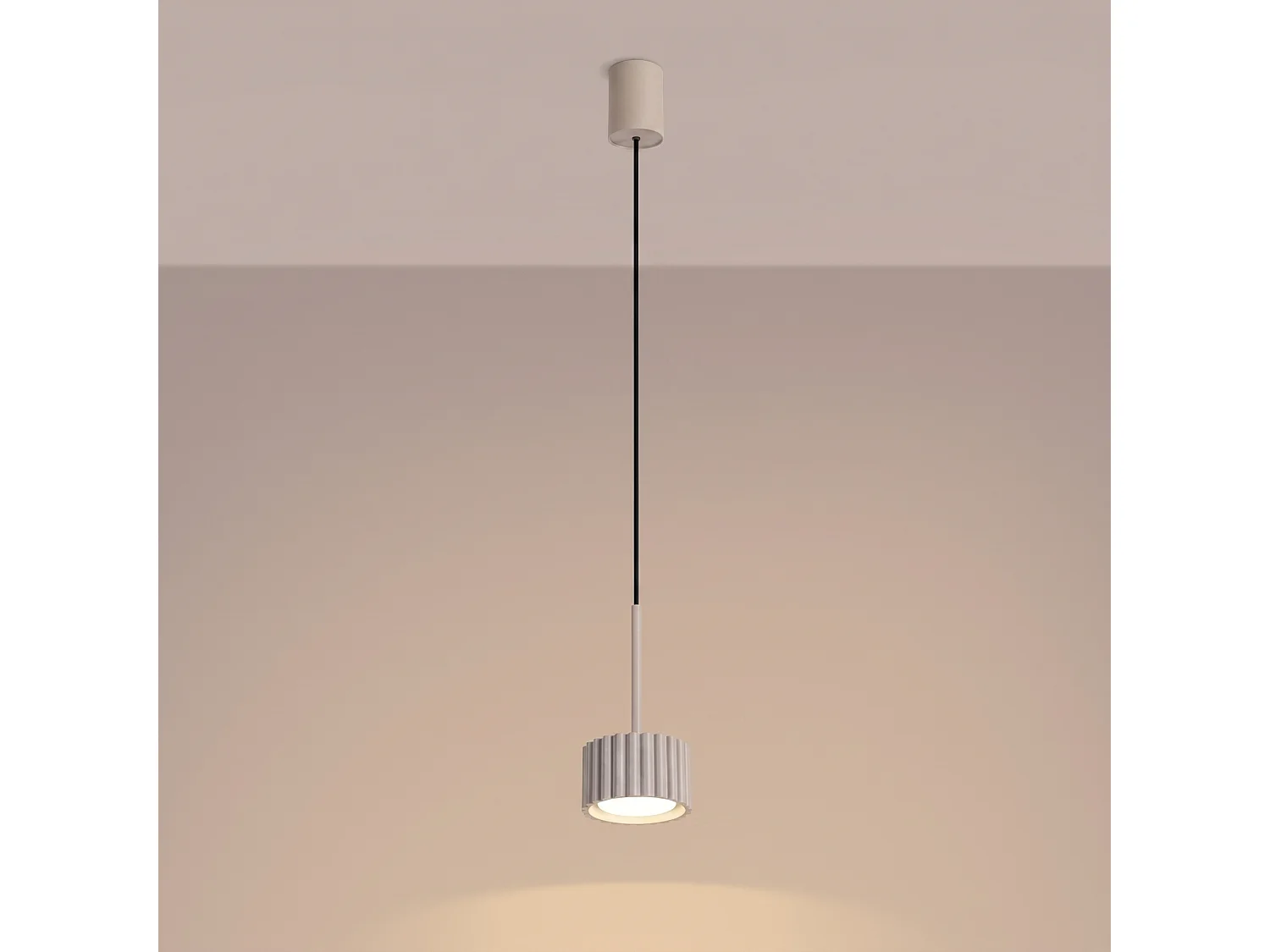 Lampe suspendue minimaliste en aluminium - 1 sources lumineuses - L.10 x H.125 cm - taupe