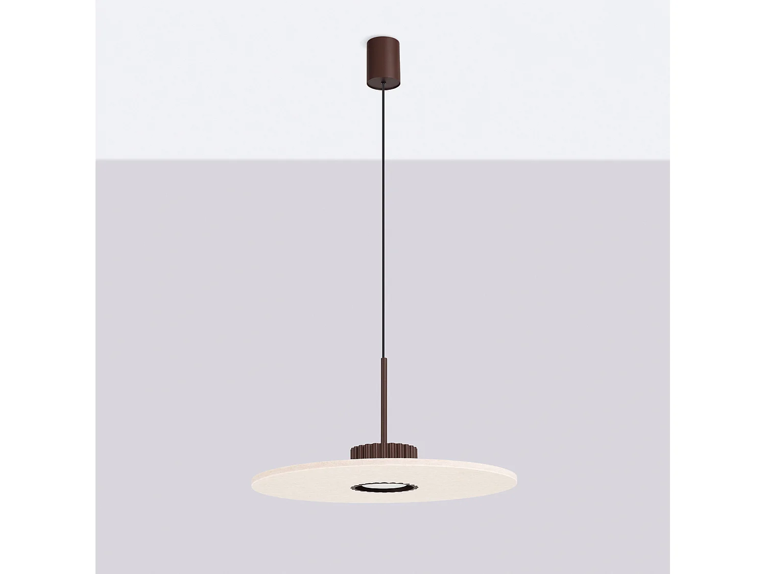 Hanglampen OVO minimalistisch van  - 1 lichtbronnen - L.40 x H.125 cm - bruin/beige