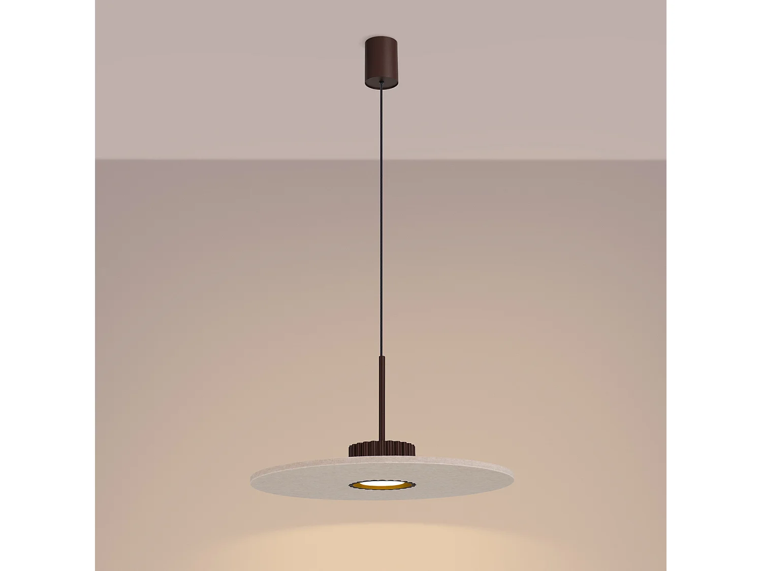 Hanglampen OVO minimalistisch van  - 1 lichtbronnen - L.40 x H.125 cm - bruin/beige