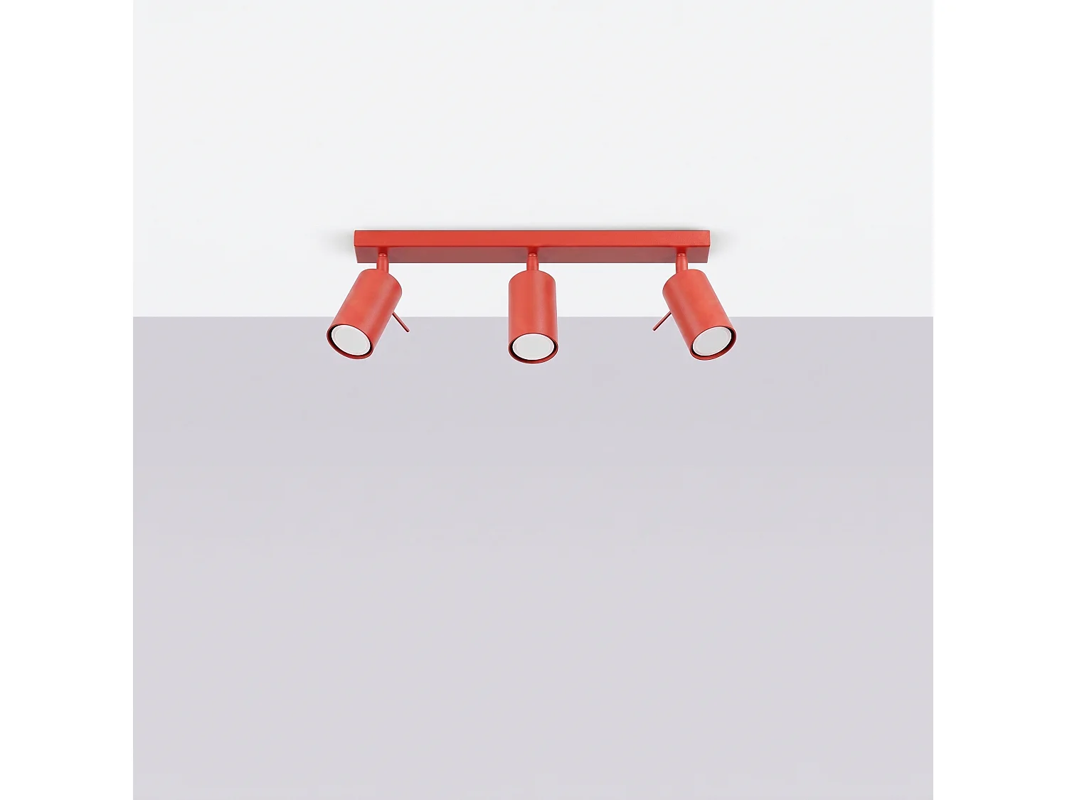 Plafonnier moderne en acier - 3 sources lumineuses - L.45 x H.16 cm - rouge