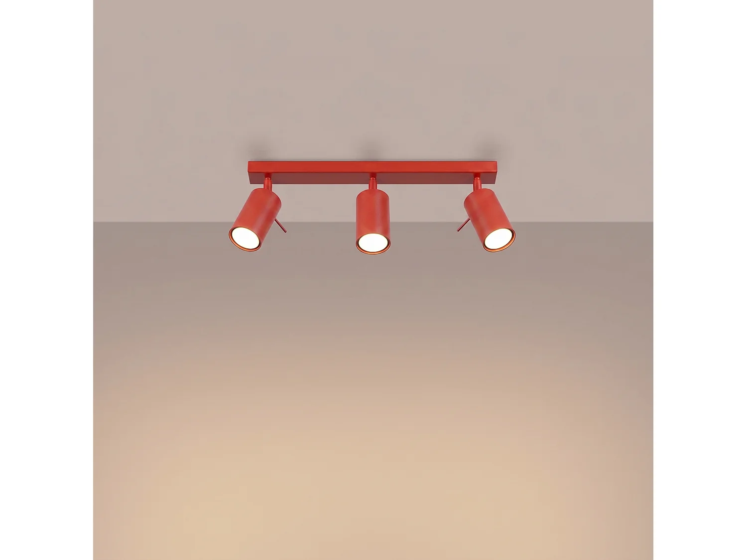 Plafonnier moderne en acier - 3 sources lumineuses - L.45 x H.16 cm - rouge