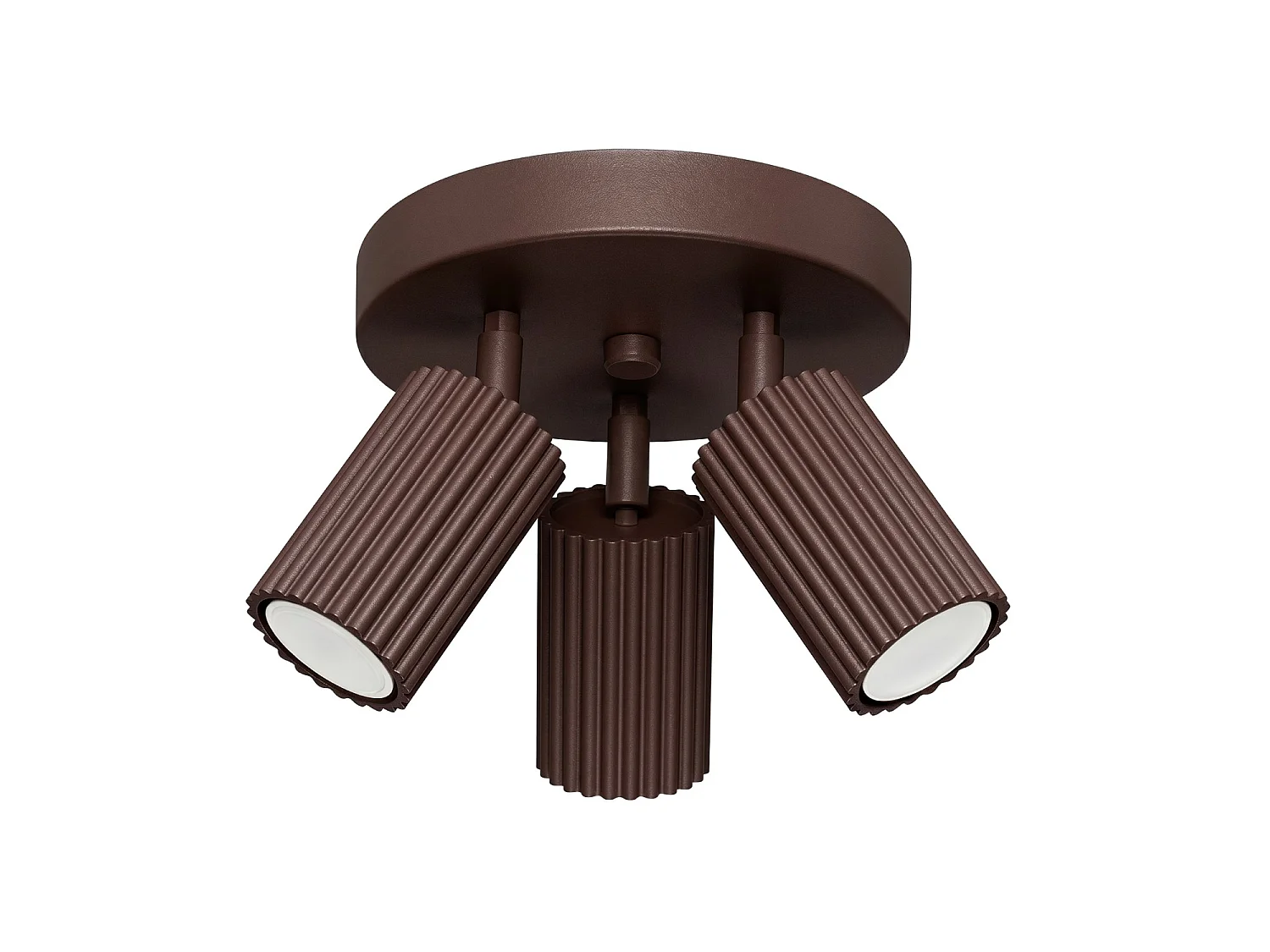 Plafonnier minimaliste en aluminium - 3 sources lumineuses - L.19,5 x H.18 cm - marron