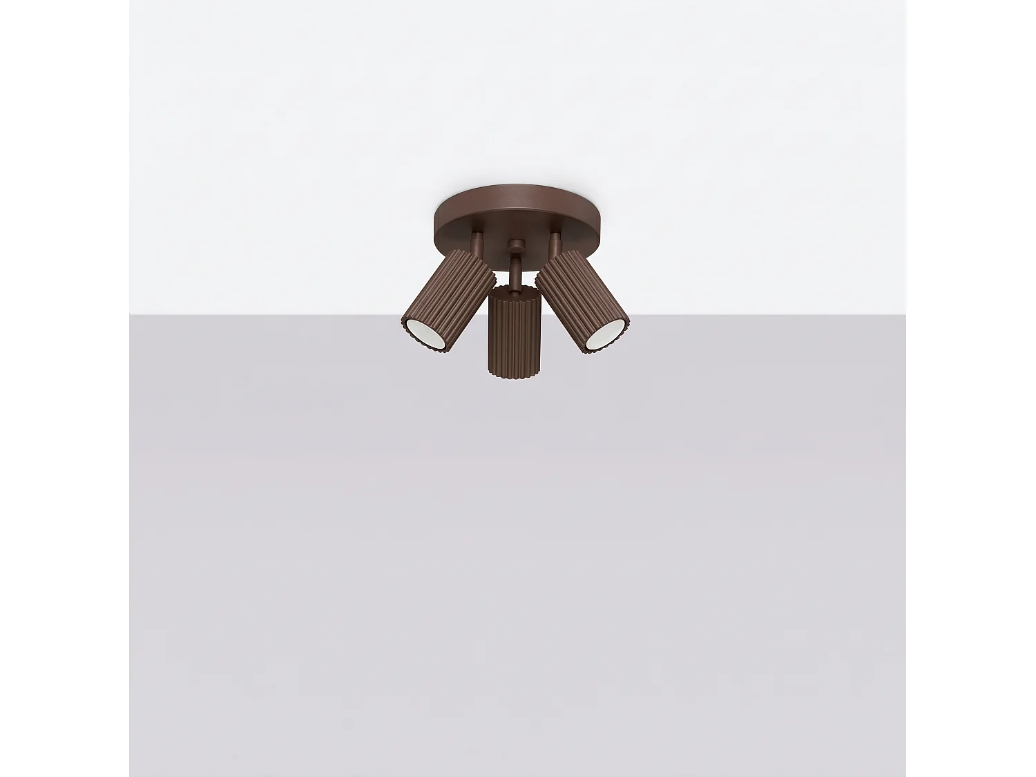 Plafonnier minimaliste en aluminium - 3 sources lumineuses - L.19,5 x H.18 cm - marron