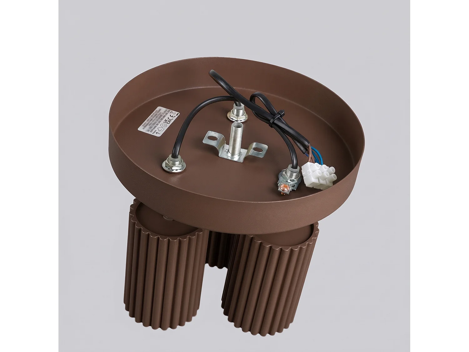 Plafonnier minimaliste en aluminium - 3 sources lumineuses - L.19,5 x H.18 cm - marron