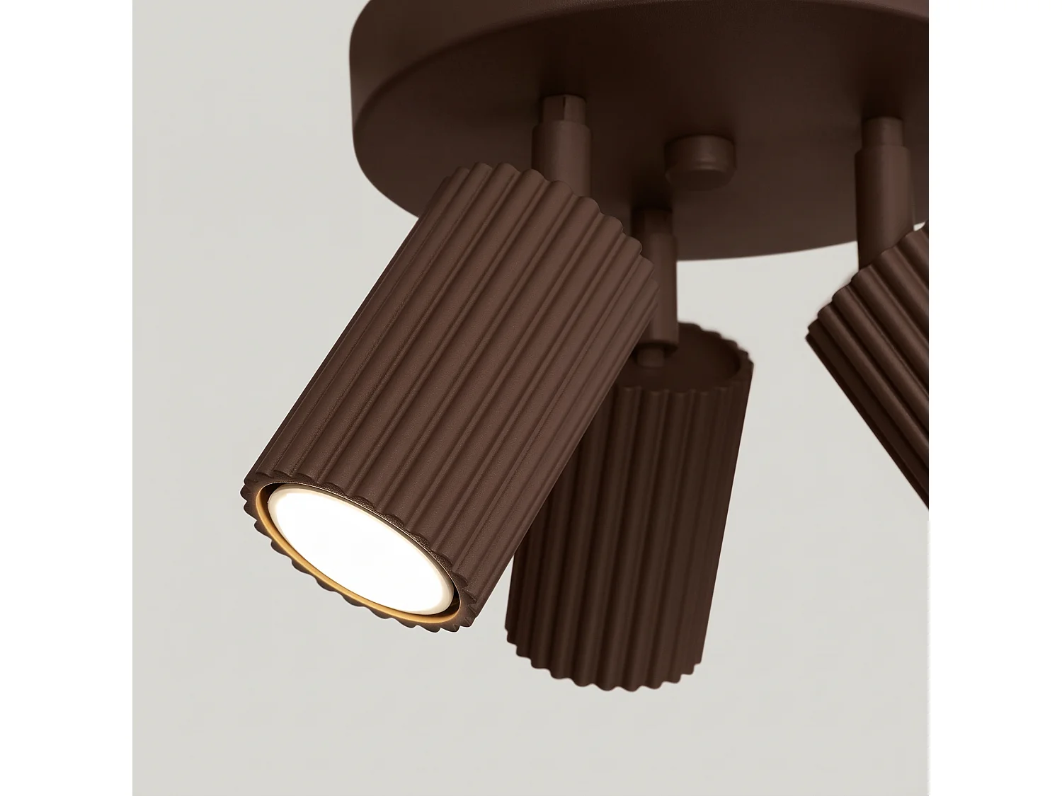 Plafonnier minimaliste en aluminium - 3 sources lumineuses - L.19,5 x H.18 cm - marron
