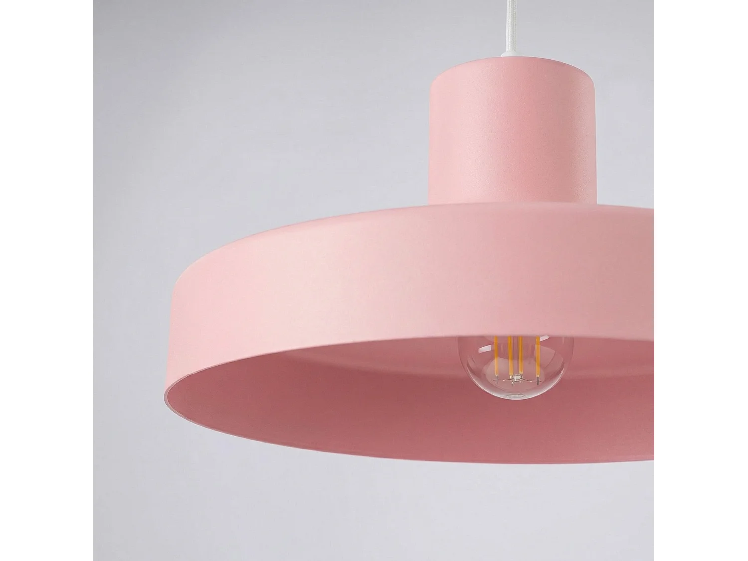 Lampe suspendue moderne en acier - 1 sources lumineuses - L.35 x H.120 cm - rose