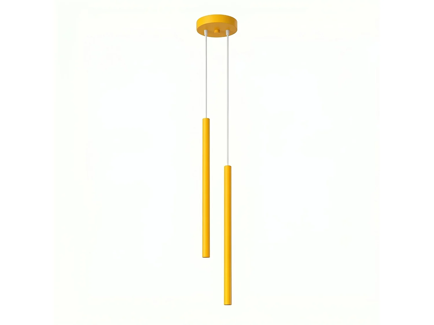 Lampe suspendue moderne en acier - 2 sources lumineuses - L.15 x H.118 cm - jaune