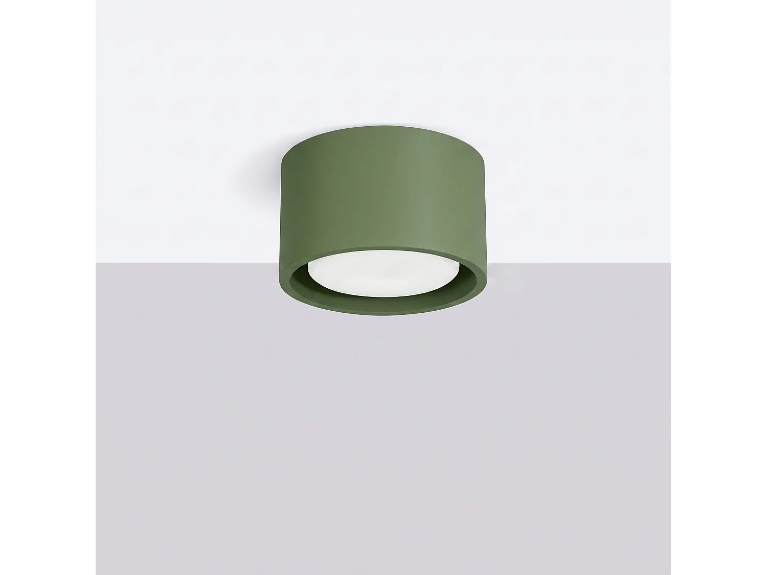 Plafonnier minimaliste en aluminium - 1 sources lumineuses - L.10 x H.6 cm - vert olive