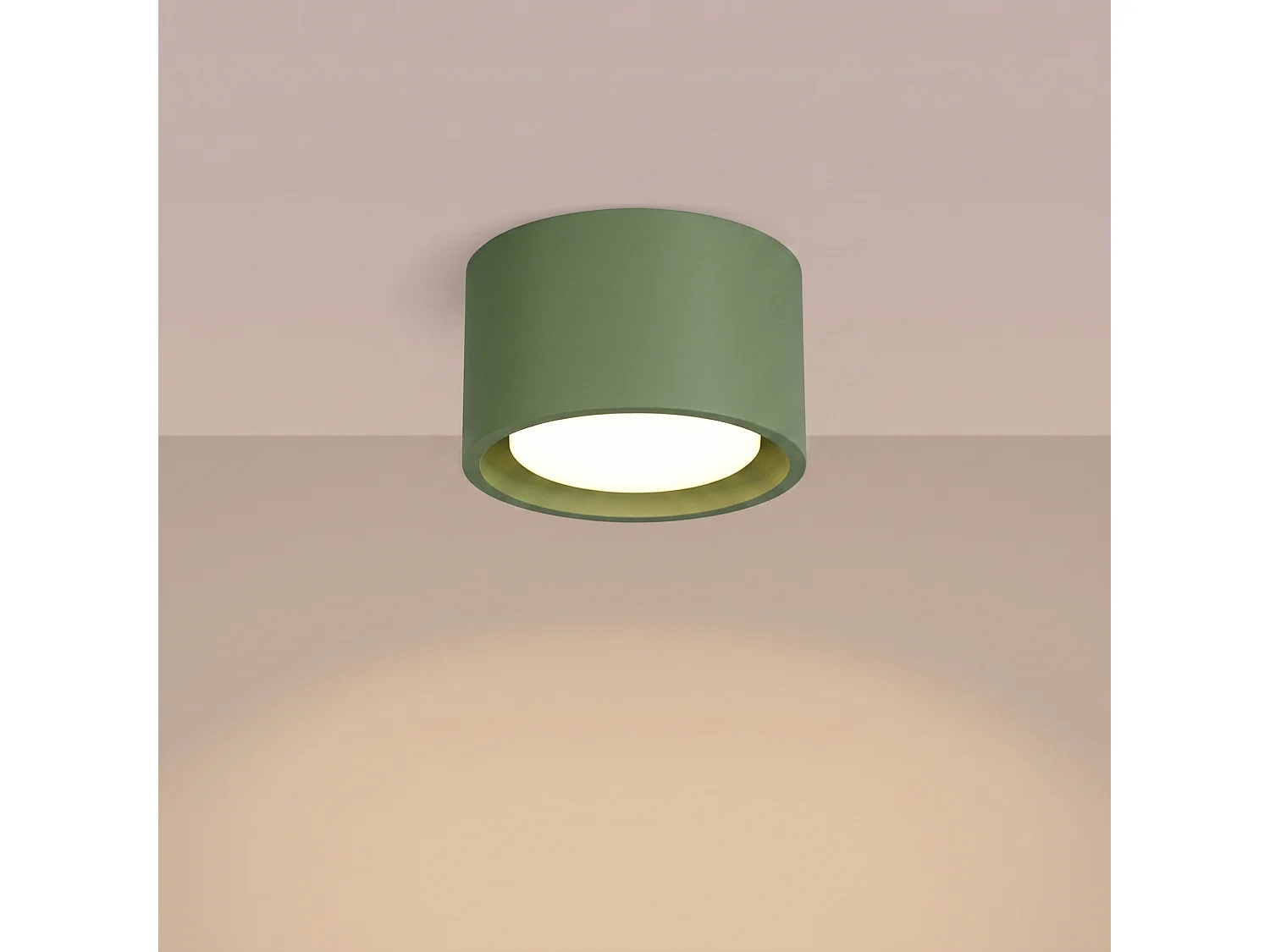 Plafonnier minimaliste en aluminium - 1 sources lumineuses - L.10 x H.6 cm - vert olive