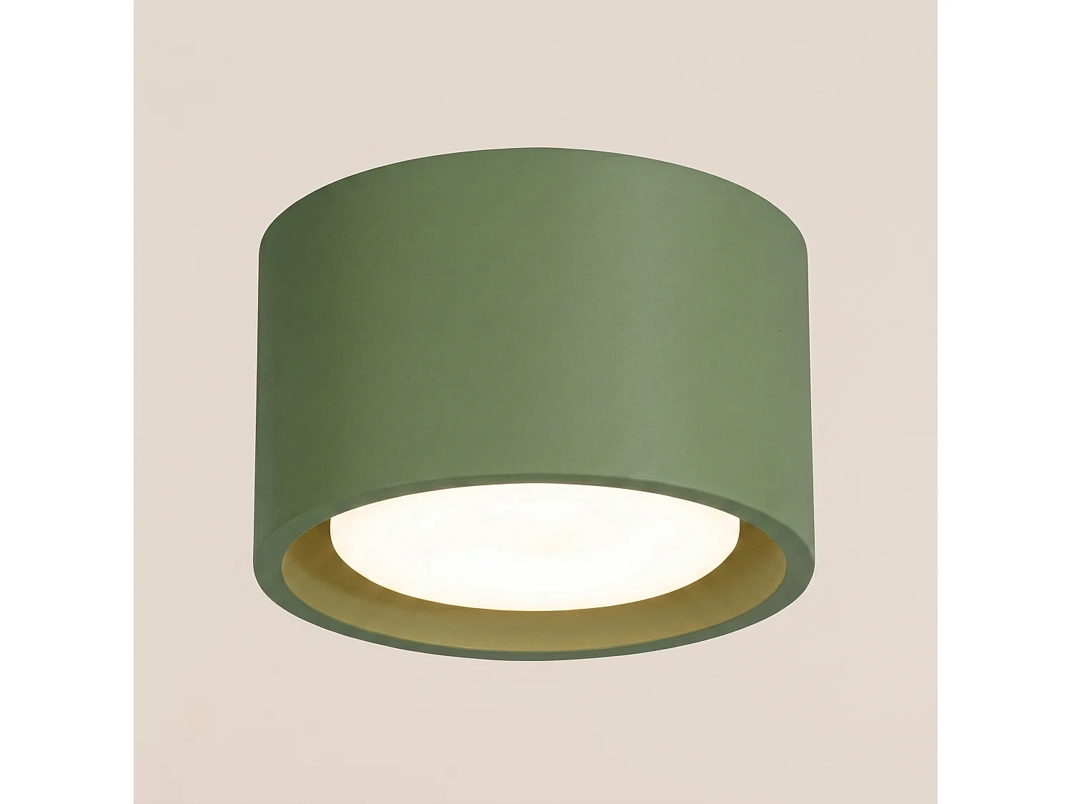 Plafonnier minimaliste en aluminium - 1 sources lumineuses - L.10 x H.6 cm - vert olive