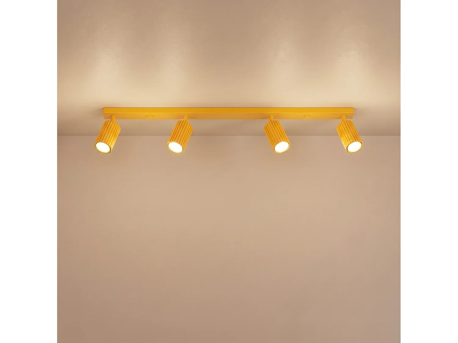 Plafonnier minimaliste en aluminium - 4 sources lumineuses - L.81 x H.16,5 cm - jaune