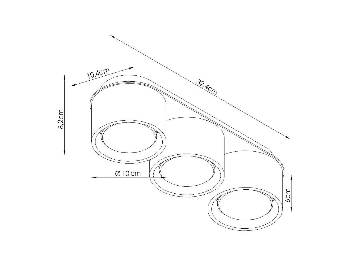 Plafonnier minimaliste en aluminium - 3 sources lumineuses - L.32,4 x H.8,2 cm - beige
