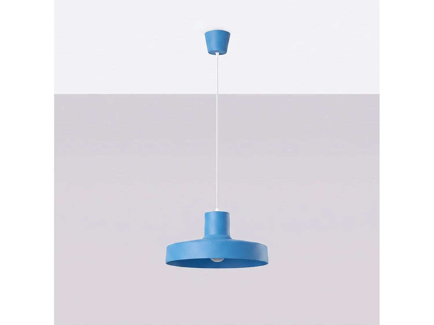 Lampe suspendue moderne en acier - 1 sources lumineuses - L.35 x H.120 cm - bleu clair