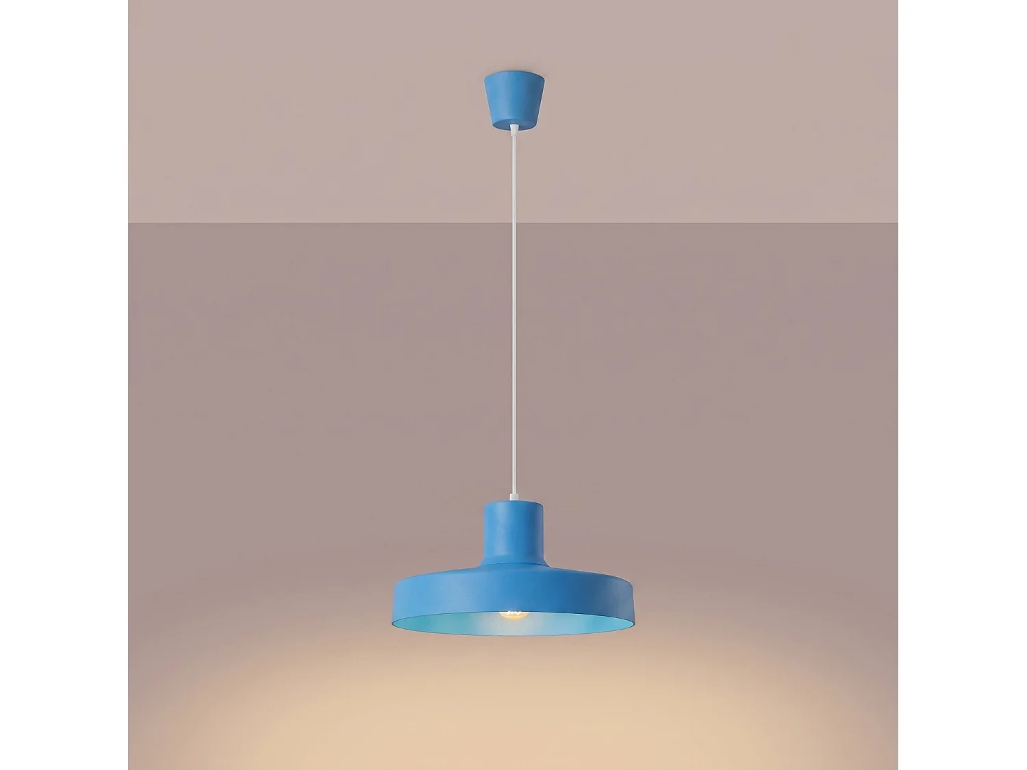 Lampe suspendue moderne en acier - 1 sources lumineuses - L.35 x H.120 cm - bleu clair