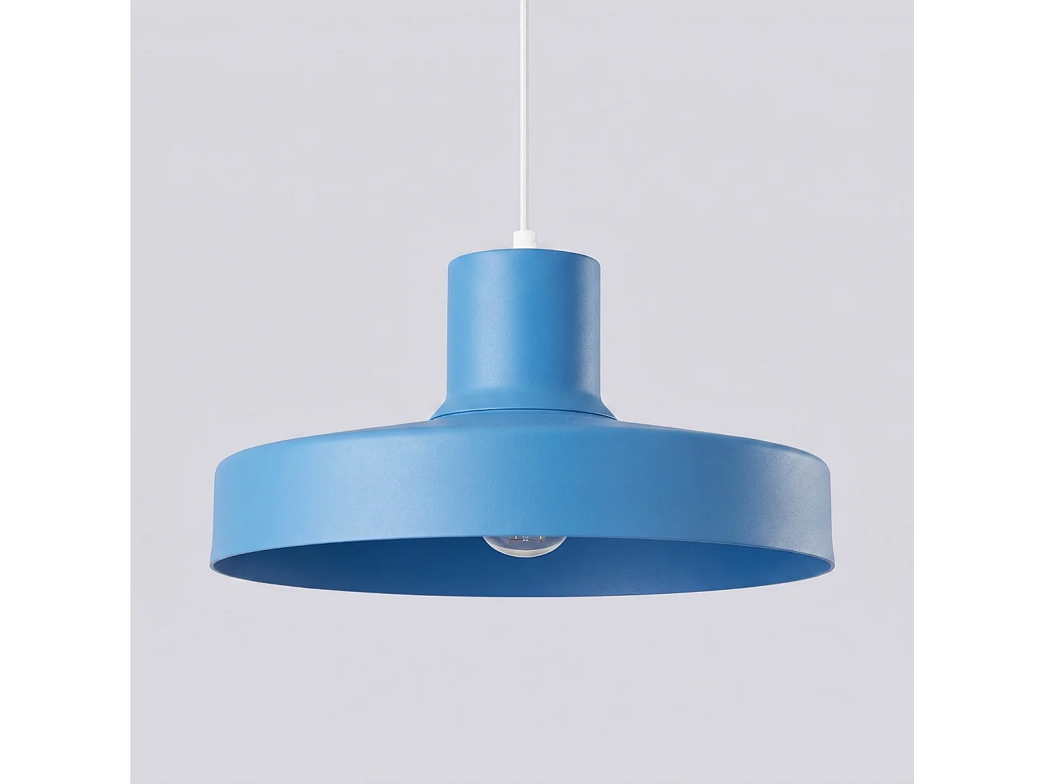 Lampe suspendue moderne en acier - 1 sources lumineuses - L.35 x H.120 cm - bleu clair