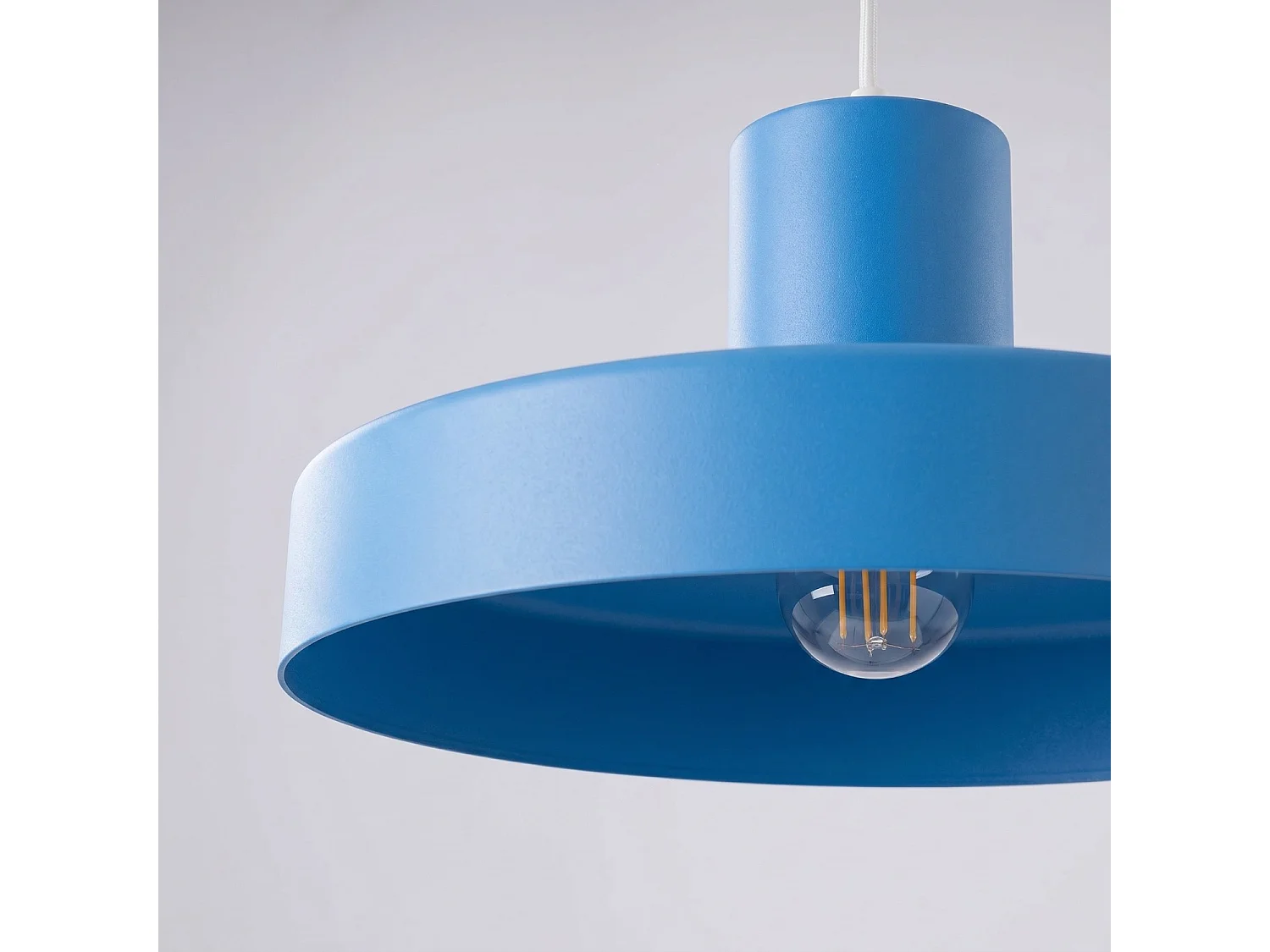 Lampe suspendue moderne en acier - 1 sources lumineuses - L.35 x H.120 cm - bleu clair