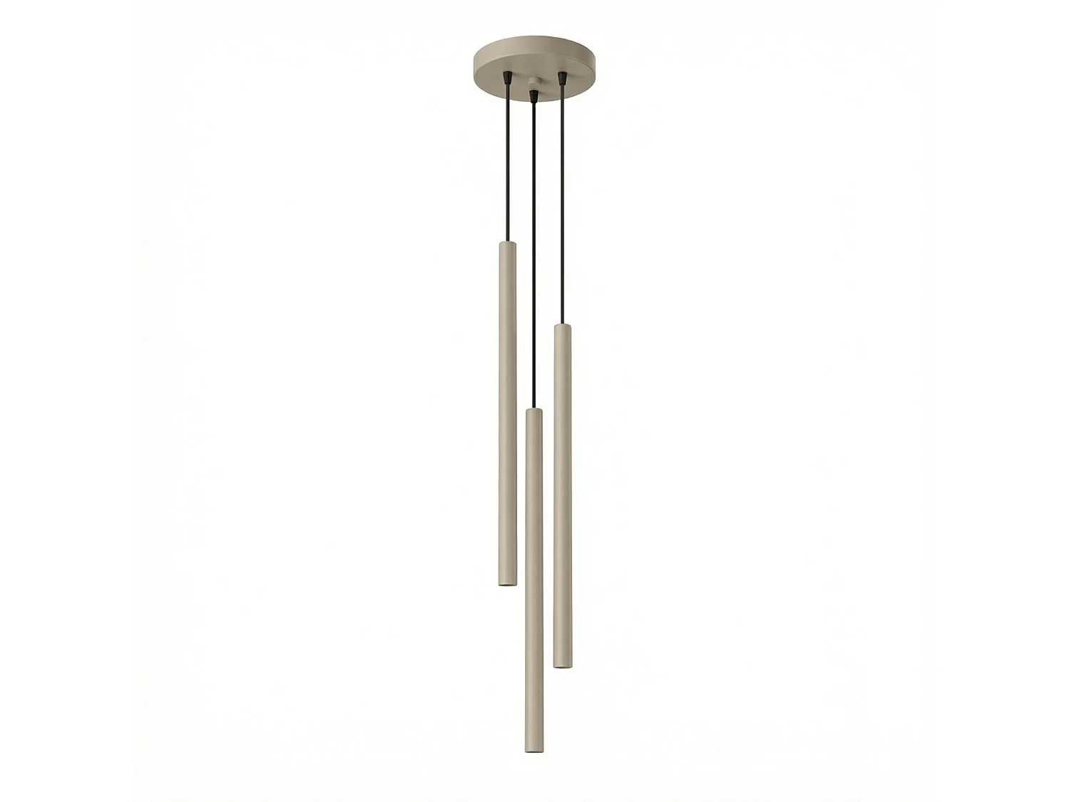 Lampe suspendue moderne en acier - 3 sources lumineuses - L.19,5 x H.115 cm - taupe