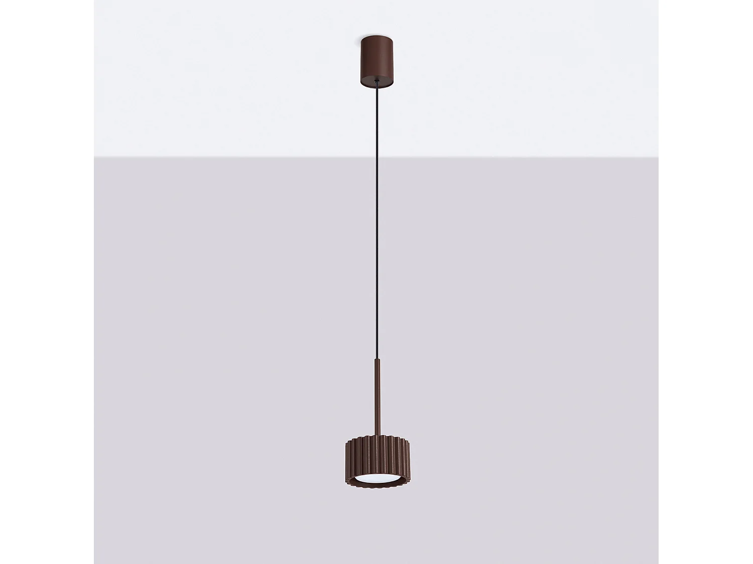 Lampe suspendue minimaliste en aluminium - 1 sources lumineuses - L.10 x H.125 cm - marron