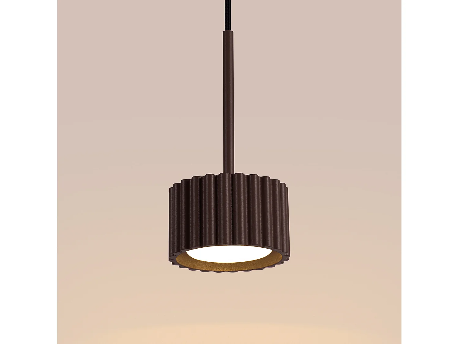 Lampe suspendue minimaliste en aluminium - 1 sources lumineuses - L.10 x H.125 cm - marron