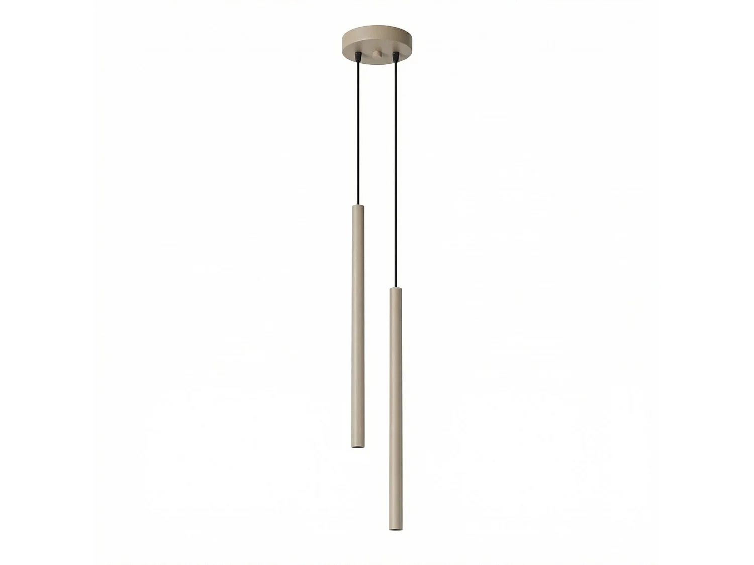 Lampe suspendue moderne en acier - 2 sources lumineuses - L.15 x H.118 cm - taupe